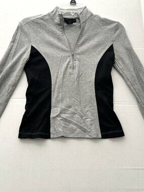Vintage Express Women's Stretch Pullover w/zipper-Long Sleeve-Size S-Blk/Gray